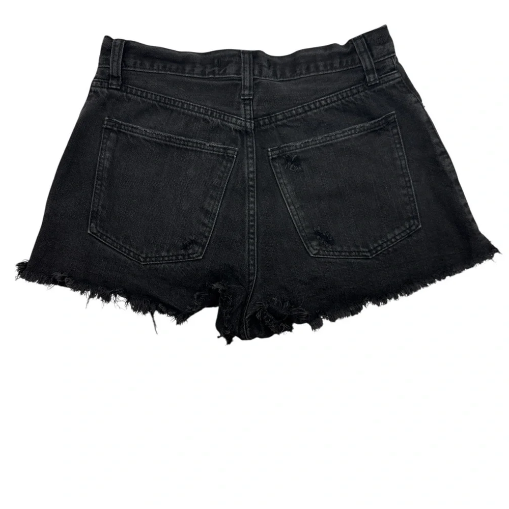 Abercrombie & Fitch High Waist Distressed Black Denim Short Sz 28